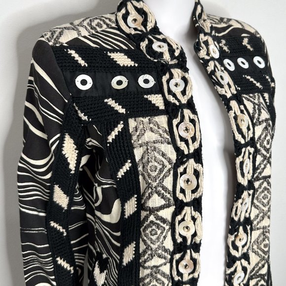 Sandy Starkman Vintage Embroidered Crochet Detail Overcoat Long Jacket Size S - Picture 7 of 16